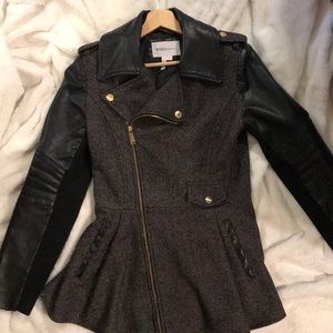 BCBG GENERATION Wool & Faux Leather Coat